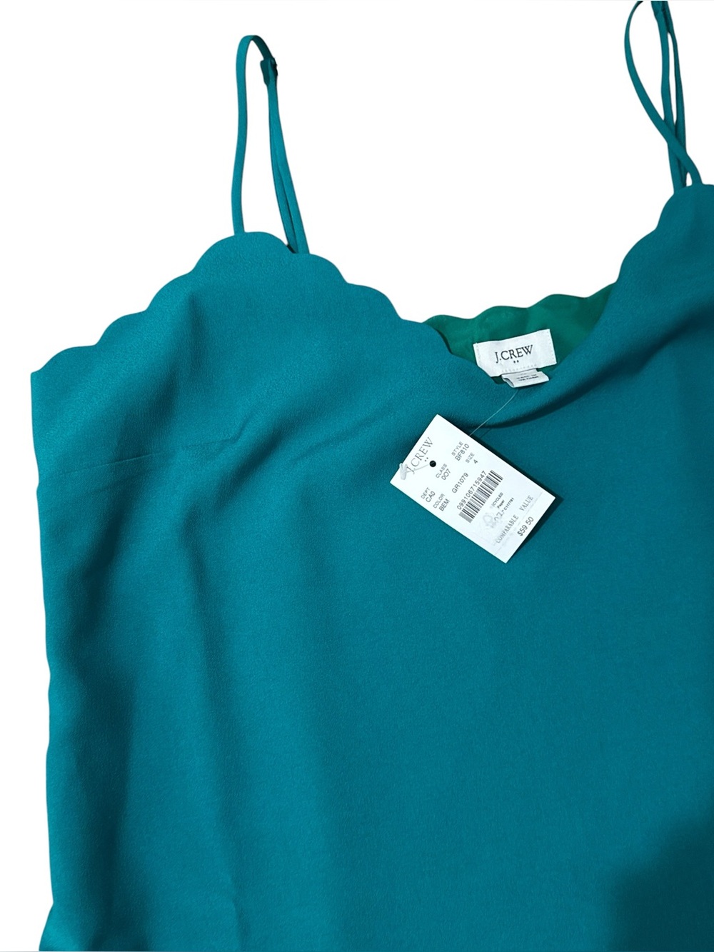 💙NWT J.Crew Women’s Teal Blue Flowy Scalloped Neckline Sleeveless Top Blouse | 4